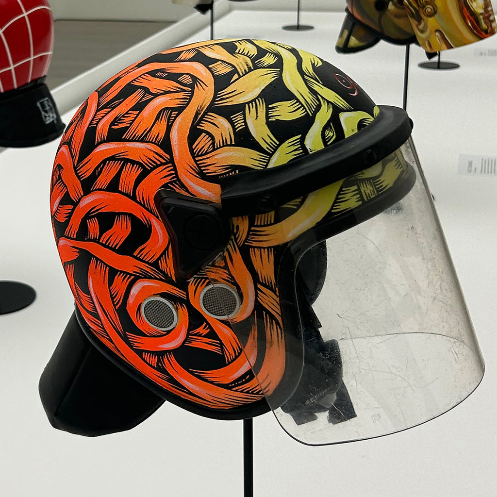 "Ribboned Riot Police Helmet" Orange (2012)