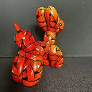 An Otto Schade AKA Osch unique artwork,  yellow and orange ribboned balloon dog